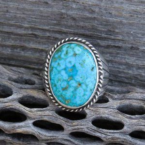 Men's Native American Navajo Royston Turquoise Sterling Silver Large Ring 9 3/4